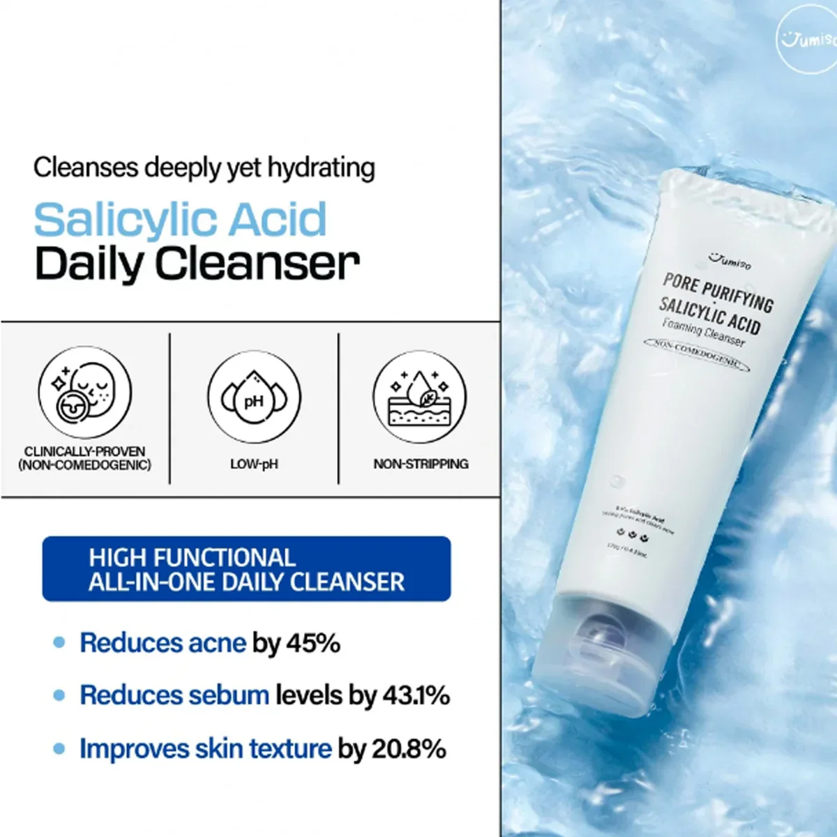 JUMISO Pore-Purifying Salicylic Acid Foaming Cleanser 120g