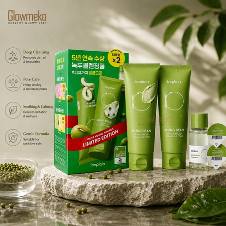 Beplain Mung Bean pH-Balanced Cleansing Foam 160ml Limited Double Pack (Cleansing Oil 20ml+Cleansing Milk Balm 3ml) thumbnail 2