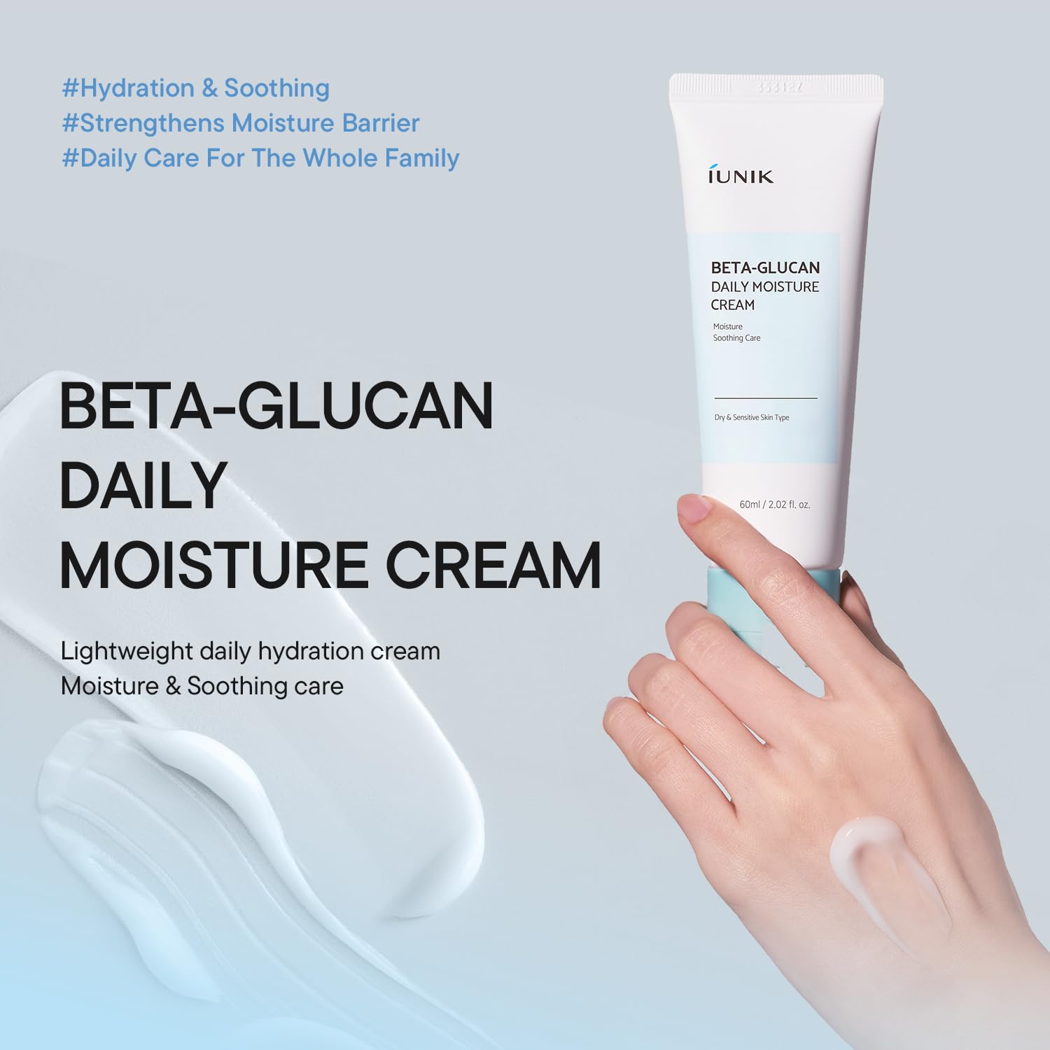 IUNIK Beta Glucan Daily Moisture Cream 60ml thumbnail 3