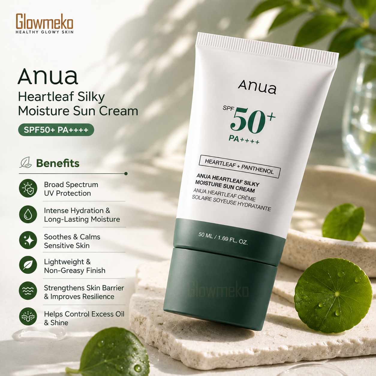 Anua Heartleaf Silky Moisture Sun Cream SPF 50+ PA++++50ml thumbnail 3