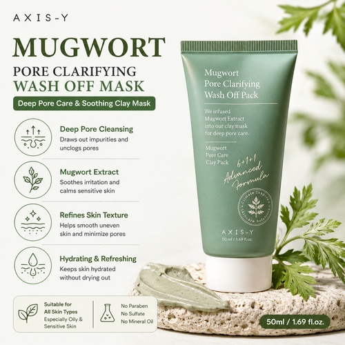 AXIS-Y Mugwort Pore Clarifying Wash Off Mask - 50ml thumbnail 2