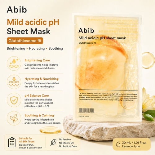 ABIB Mild acidic pH sheet mask Glutathiosome fit (10 sheets) - 30ml (Set) thumbnail 2
