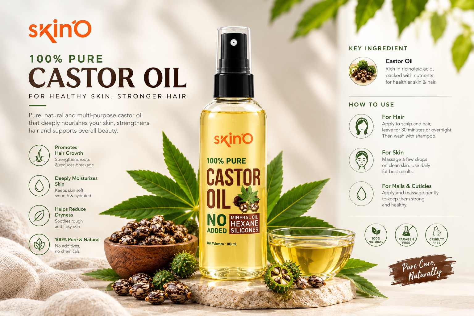 Skin’O 100% Pure Castor Oil (120ml) thumbnail 2