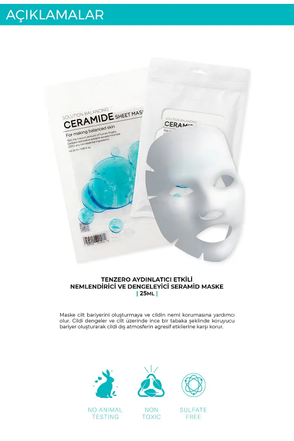 Tenzero ceramide sheet mask (10 pcs packet) 25ml