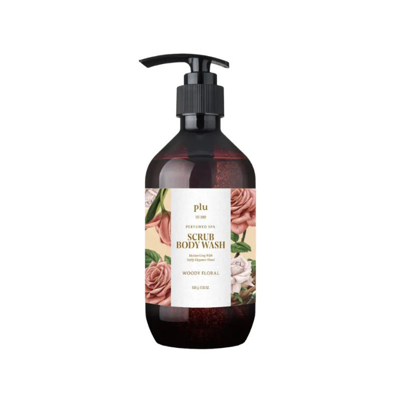 Plu spa scrub body wash (woody floral) 500ml