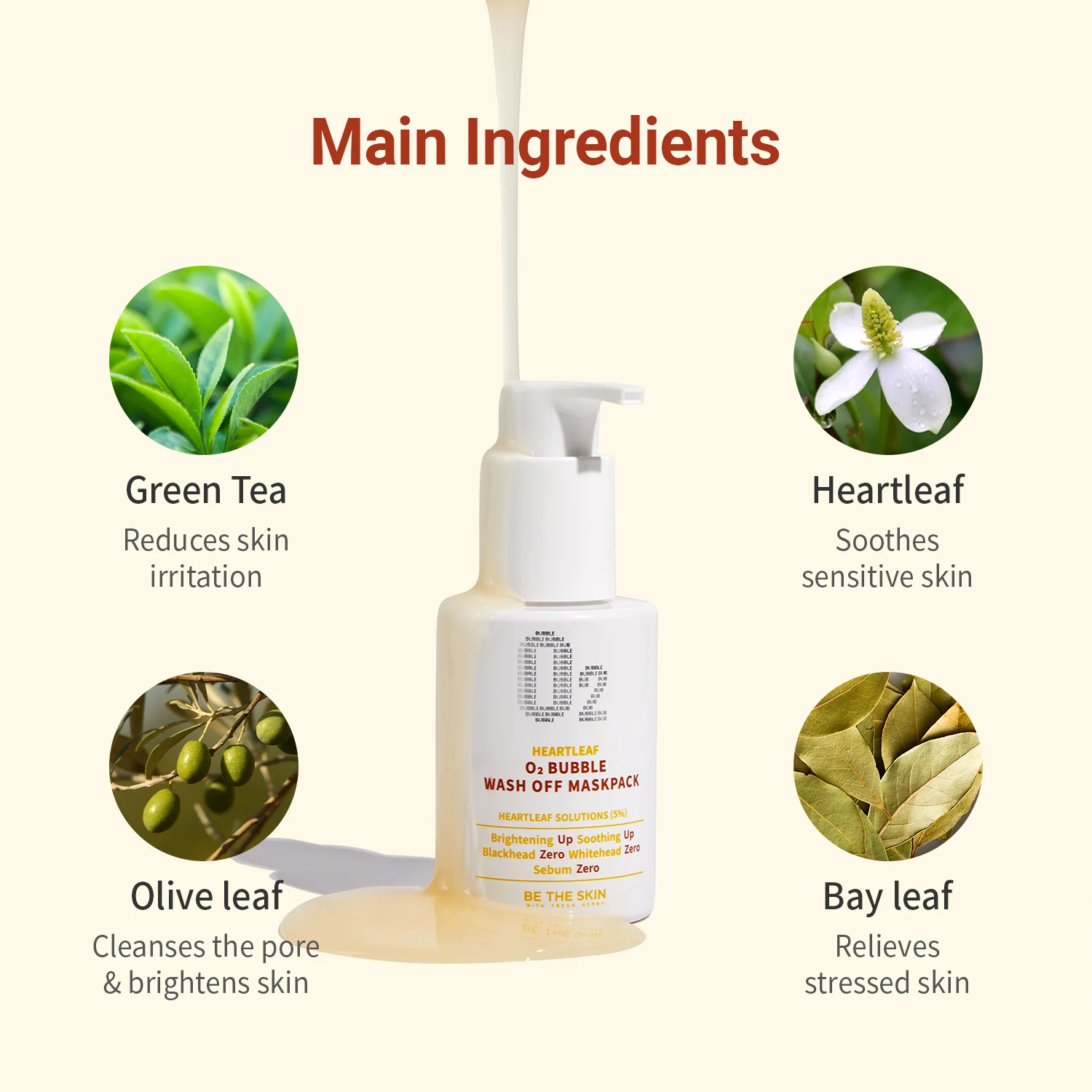 Be The Skin Heartleaf O₂ Bubble Wash-Off Mask Pack (120 g)