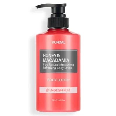 KUNDAL Honey & Macadamia Pure Body Lotion (English Rose) 500ml