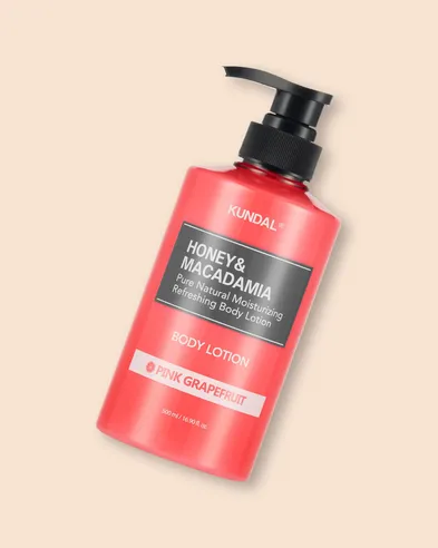 KUNDAL Honey & Macadamia Pure Body Lotion in Pink Grapefruit 500ml