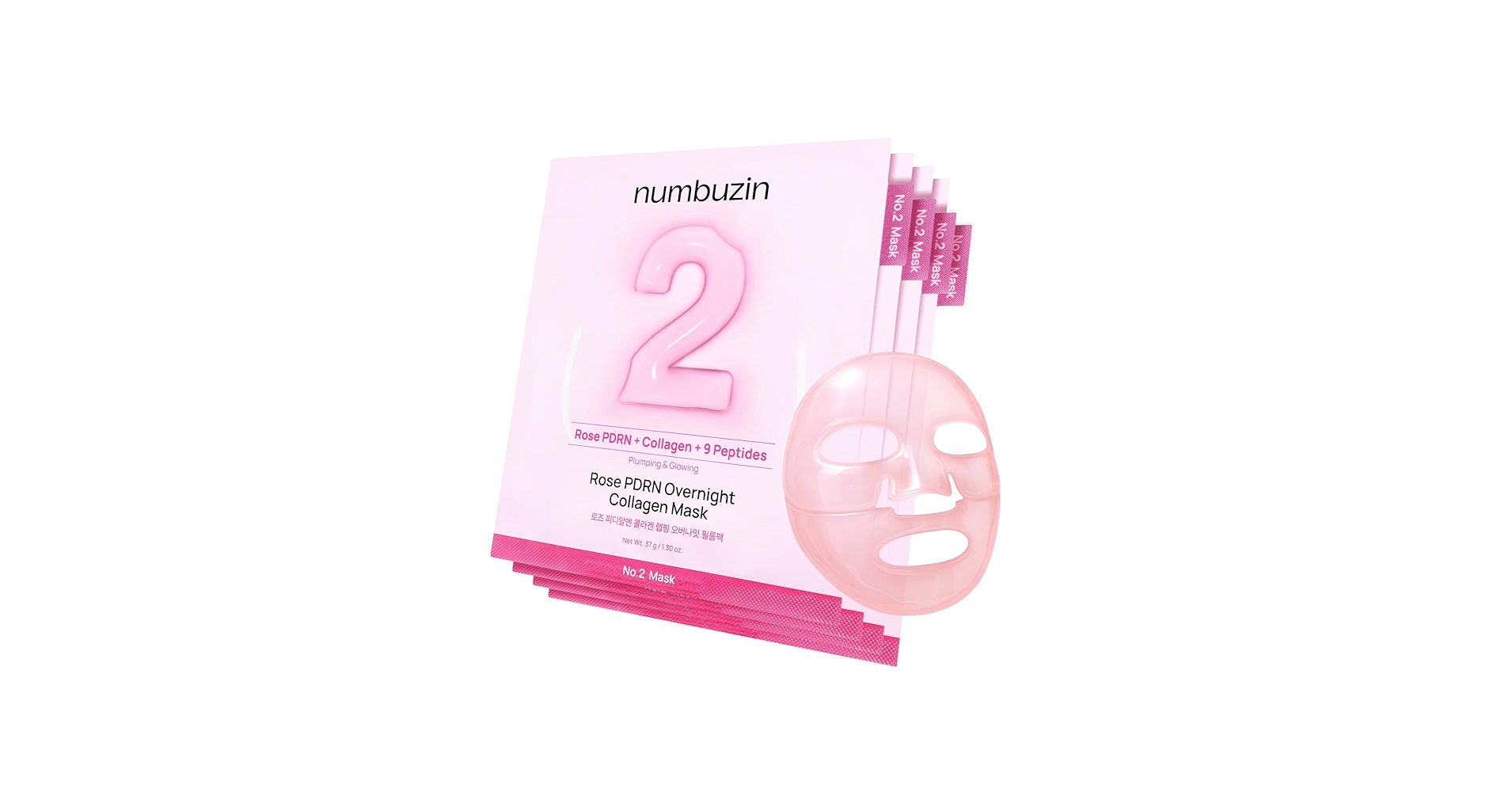 NUMBUZIN No.2 Rose PDRN Collagen Plumping Sheet Mask - (33ml* 5ea) (Set)