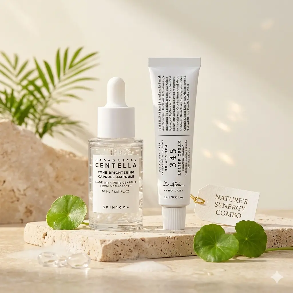 Dr. Althea 345 Relief Cream (15ml) + SKIN1004 Madagascar Centella Tone Brightening Capsule Ampoule (30ml)